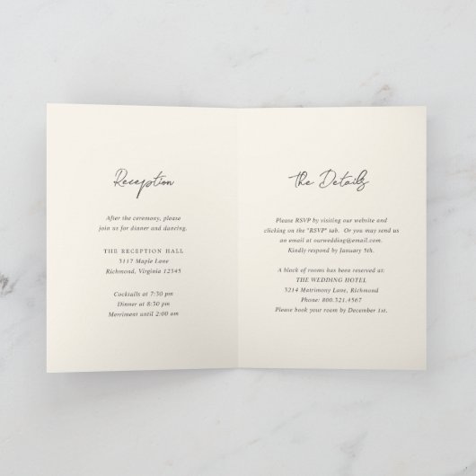 Invitation Mariage moderne à la crème simple (Intérieur)