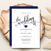 Invitation Mariage moderne à la mode Marine BLUE & White Hear