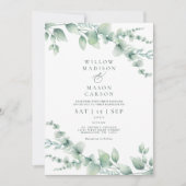 Invitation Mariage Moderne à la Verdure Botanique d'Eucalyptu (Devant)