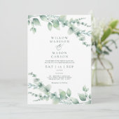 Invitation Mariage Moderne à la Verdure Botanique d'Eucalyptu (Debout devant)