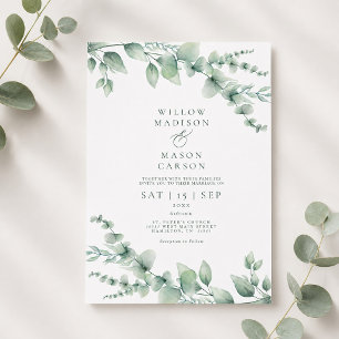 Invitation Mariage Moderne à la Verdure Botanique d'Eucalyptu