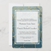 Invitation Mariage moderne à l'aquamarine foncé et or (Devant)