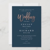 Invitation Mariage Moderne à l'Écriture Rose Gold (Devant)