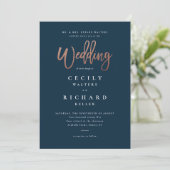 Invitation Mariage Moderne à l'Écriture Rose Gold (Debout devant)