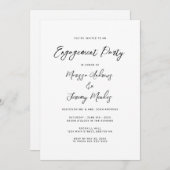 Invitation Mariage moderne à main noire blanche (Devant / Derrière)