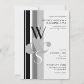 Invitation Mariage moderne à rayures gras monogramme esperlue (Devant)