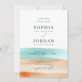 Invitation Mariage Moderne Abstrait à la Plage sur l'Océan à (Devant)