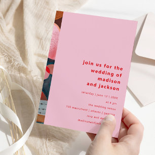 Invitation mariage moderne abstrait coloré simple minimaliste