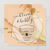 Invitation Mariage Moderne Abstrait Corail Brunch Shower (Devant / Derrière)