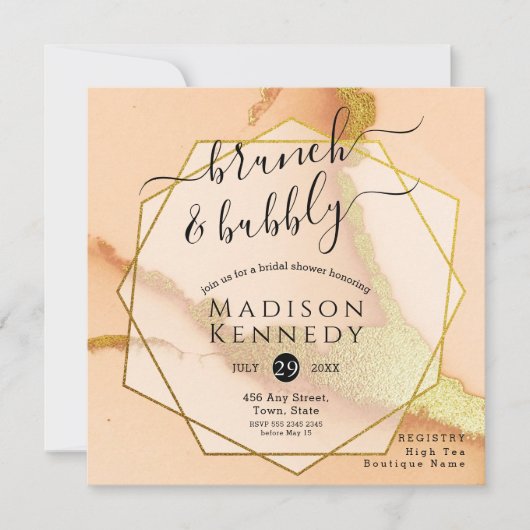 Invitation Mariage Moderne Abstrait Corail Brunch Shower (Devant)