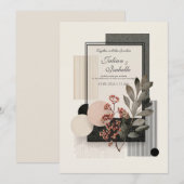 Invitation Mariage Moderne Abstrait Géométrique aux Baies (Devant / Derrière)