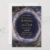 Invitation Mariage Moderne Abstrait Glamour Or Violet Améthys (Devant)