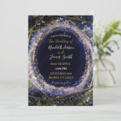 Invitation Mariage Moderne Abstrait Glamour Or Violet Améthys (Debout devant)