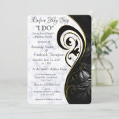 Invitation Mariage Moderne Abstrait Marbre Blanc Douche Noir (Debout devant)