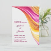 Invitation Mariage moderne - Abstrait-rose orange jaune- (Debout devant)