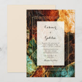 Invitation Mariage Moderne Abstrait Turquoise Rust Agate Géod (Devant / Derrière)