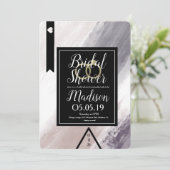 Invitation Mariage Moderne Abstrait Violet Blush Gris (Debout devant)
