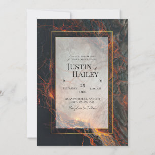 Invitation Mariage Moderne Abstrait Volcanique Gilded Magma