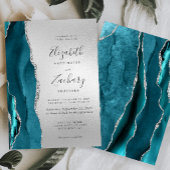 Invitation Mariage Moderne Agate Turquoise Argent