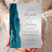 Invitation Mariage Moderne Agate Turquoise Argent