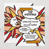 Invitation Mariage Moderne Amusant Bande Dessinée de Style (Devant / Derrière)