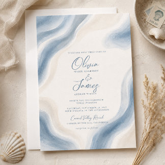 Invitation Mariage Moderne Aquarelle Côtière