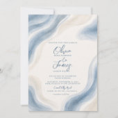 Invitation Mariage Moderne Aquarelle Côtière (Devant)