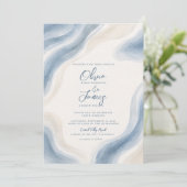 Invitation Mariage Moderne Aquarelle Côtière (Debout devant)
