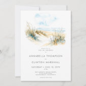 Invitation Mariage moderne aquarelle de plage côtière (Devant)