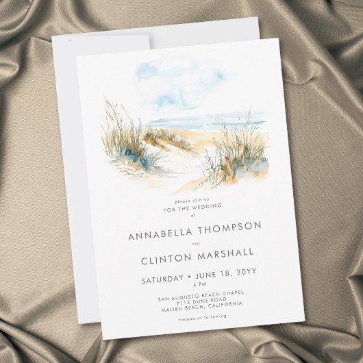 Invitation Mariage moderne aquarelle de plage côtière