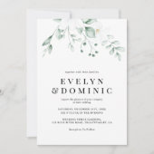 Invitation Mariage Moderne Aquarelle Feuillage Vert (Devant)