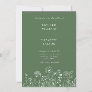 Invitation Mariage Moderne Aquarelle Fleur Sauvage Bohème