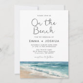 Invitation Mariage Moderne Aquarelle Sur La Plage Avec Code Q (Devant)