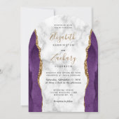 Invitation Mariage Moderne Arc en Marbre Or Violet Agate (Devant)