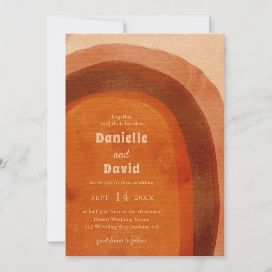 Invitation Mariage Moderne Arc Rustique Orange Brûlé (Devant)