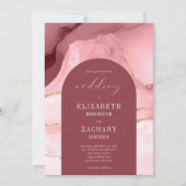 Invitation Mariage moderne Arch Blush Pink Gold Agate (Devant)