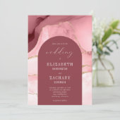 Invitation Mariage moderne Arch Blush Pink Gold Agate (Debout devant)