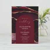 Invitation Mariage Moderne Arch Bourgogne Agate Or (Debout devant)