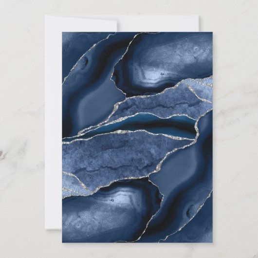 Invitation Mariage moderne Arch Navy Blue Silver Agate (Dos)