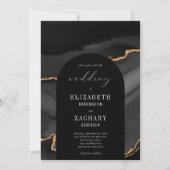 Invitation Mariage Moderne Arch Noir Agate Or (Devant)