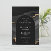 Invitation Mariage Moderne Arch Noir Agate Or (Debout devant)