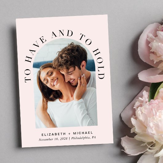 Invitation Mariage moderne Arch Photo rose