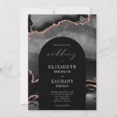 Invitation Mariage Moderne Arch Rose Or Agate Noir (Devant)
