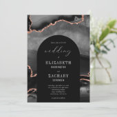 Invitation Mariage Moderne Arch Rose Or Agate Noir (Debout devant)