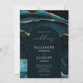 Invitation Mariage Moderne Arch Teal Or Agate (Devant)