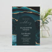 Invitation Mariage Moderne Arch Teal Or Agate (Debout devant)