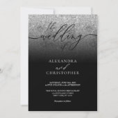 Invitation Mariage Moderne Argent Pailleté (Devant)
