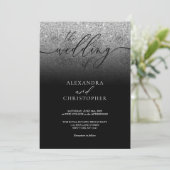 Invitation Mariage Moderne Argent Pailleté (Debout devant)