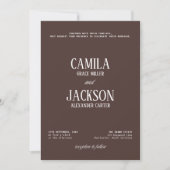 Invitation Mariage Moderne au Chocolat Brun  (Devant)