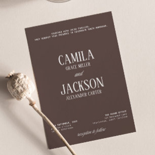 Invitation Mariage Moderne au Chocolat Brun